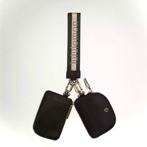 Lululemon Black Gold Dual Pouch Wristlet wordmark keychain wallet